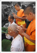 head shaving of new monks